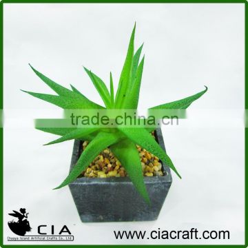 PVC Small Mini Artificial Potted Aloe Plant in Black Pulp Pot for Wholeselling