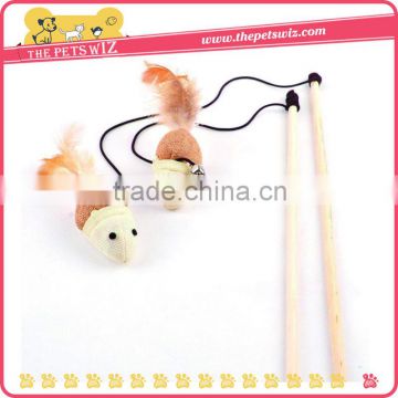 wooden cat teaser stick toy