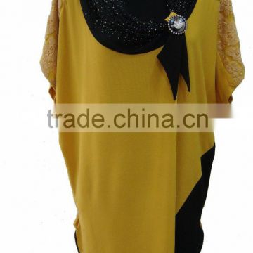 polyester 94% to spandex 6% High grade fashion meterial adds different fabrics blouse tops YLD 0074