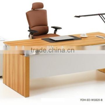 Latest design wooden office furniture warm white general manager desk and chair with movable return side table(FOH-ED-W1820-B)