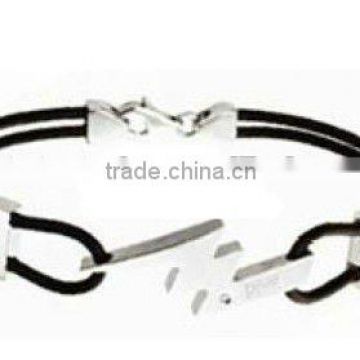 C030 2012 fashion unisex leather bracelet stainless steel