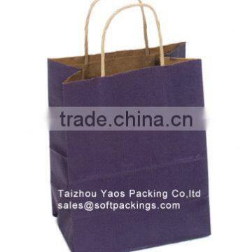 take away fast food paper bag, fancy design colored kraft paper carrier bag, printed kraft paper bag with flat bottom