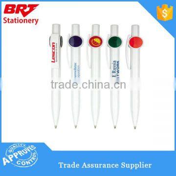 Plastic white color ball pen with customized logo