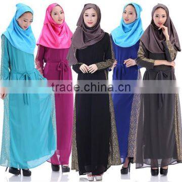 long sleeve maxi chiffon beaded muslim dress abaya