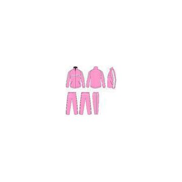 Women Pink / White Casual Tracksuits Sportswear Full Jacket Zip With Your Team Name