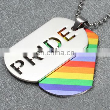 Custom logo double LGBT rainbow gay pride dog tags for man