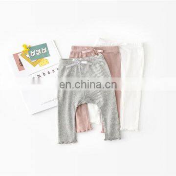 Soft Cotton Kids Pants Multi Colors Ribbed Baby Girls Pants