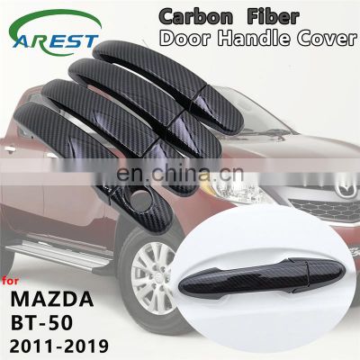 Gloss Black Carbon Fiber Door Handle Cover Catch Cap Trim Exterior Set Of Car Accessories for Mazda BT-50 BT50 BT 50 2011~2019