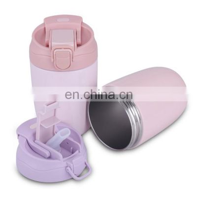 double wall  portable insulated vacuum bottle straw bottle thermos