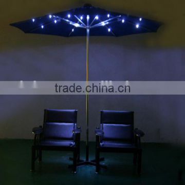 Leisure outdoor solar patio umbrella with 24 led lights handle crank and USB charger