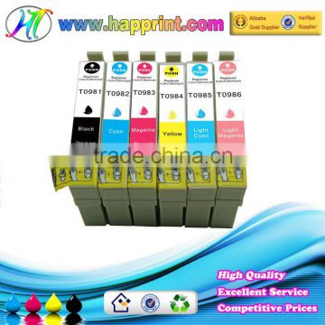 color compatible ink cartridge for Epson T0981 T0982 T0983 T0984 T0985 T0986