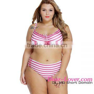 2016 fashion Red White Striped Curvy Underwire girl's plus size swimsuit