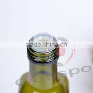 Green empty glass bottles with cork