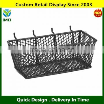 Wire Mesh Basket with Peg Hooks Black YM1-1001