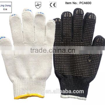 cheap mens pvc dotted white cotton work gloves