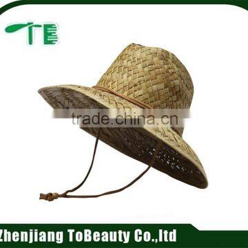 straw farmer hat with chin strap
