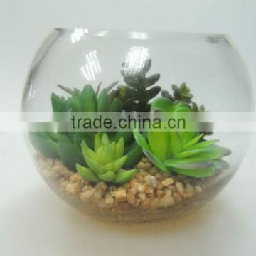 With glass bowl Artificial plant for home decorating