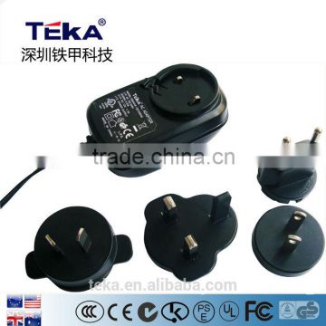 18W UL CUL CE GS PSE CCC SAA 5V interchangeable plug power adapter