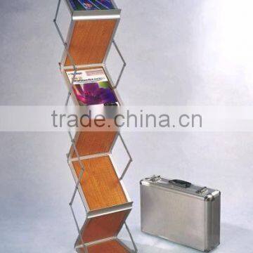 Folding Catalog Shelf with Wooden Tray and Acrylic