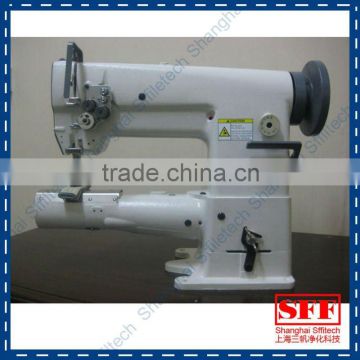Short arm sewing machine for top and bottom of filter bag
