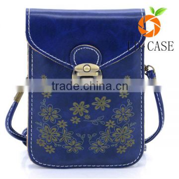 Women's Retro Flower Pattern bag Leather Crossbody Shoulder Wallet Bag Cell Phone Pouch for smartphone