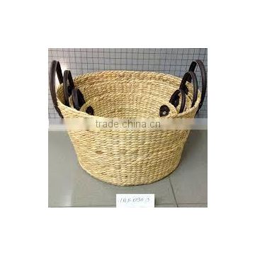 Set of 3 water hyacinth oval shape baskets