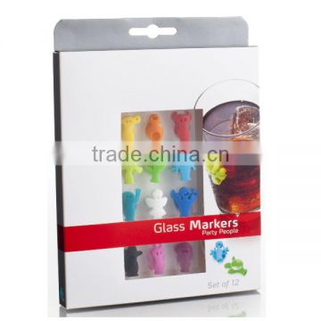 Silicone suction cup wine glass marker