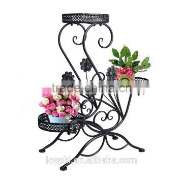 3-Tiered Scroll Decorative Metal Garden Patio Standing Plant Flower Pot Rack Display Shelf Holds wrought iron flower stand