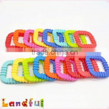 Mix Color Silicone Teether Shape Baby Teething Toy Square Baby Teether