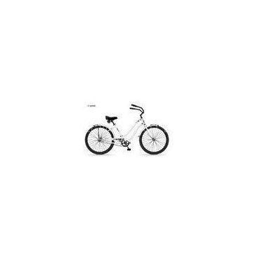 White Full Size Single / 3 Speed Beach Cruiser Bicycles For Women / Girls