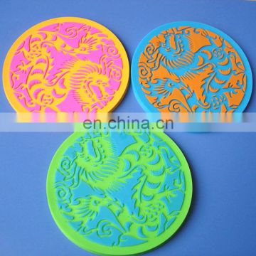 2D designs rubber cup coaster, customize silicone transparency cup mats