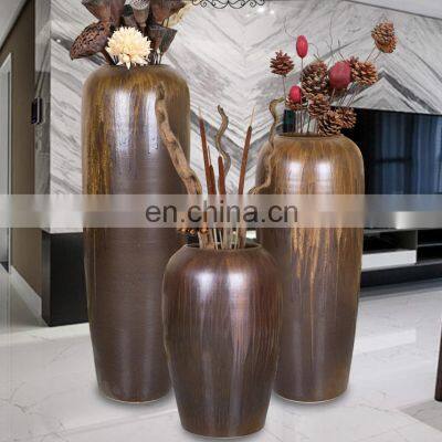 Retro antique brown antique ceramic porcelain large floor vase with  high quality