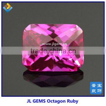 Created Pink Octagon Double Checker Cut Ruby Corundum