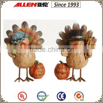 7.1"a couple of ovely polyresin turkey figurines for Thanksgiving,Hot sale!