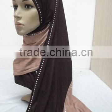JL045a cotton jersey black with colors combine mulim scarf,muslim hijab