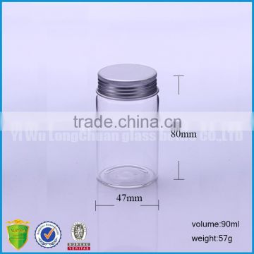 90ml airtight glass stash jar with aluminum lid