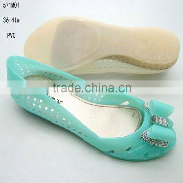 Lady summer fashion breathable PVC flat jelly sandals 2016