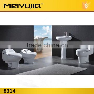 8314 Hot sale ceramic sanitary American bathroom suite series one piece siphonic toilet set