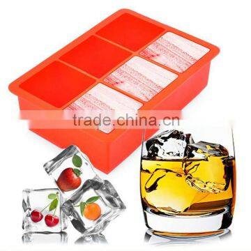 Orange Extra Large King Size Silicone Square Ice Cube Tray Frozen Treat Mold