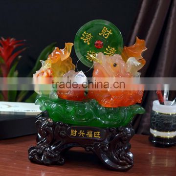 Jade color lucky money frog statue hot sales