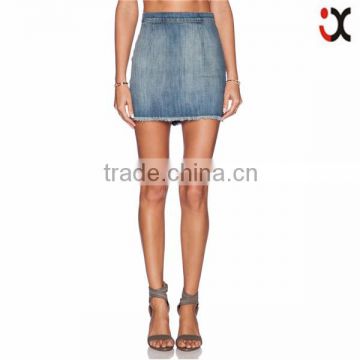 2015 back zipper design hem worn vintage denim skirts JXH389