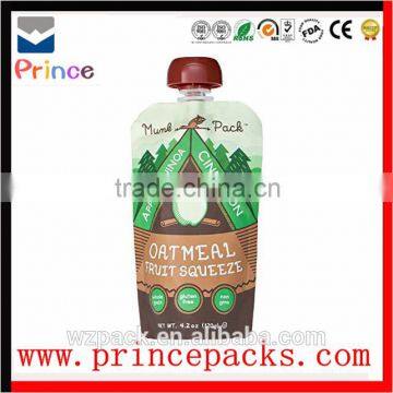 plastic laminated stand up spout pouch for liquid products and juice packaging