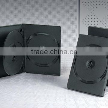 Standard 14mm Multiple Plastic Black 3 Disc DVD Case With Tray