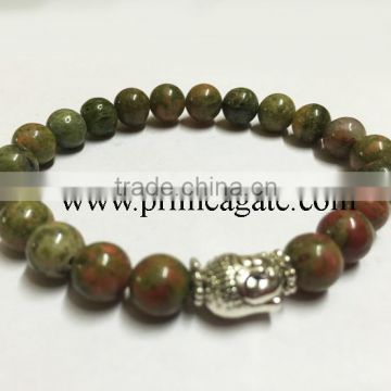 Unakite Stretchable Hot Selling colorful hot sale agate Buddha bracelet