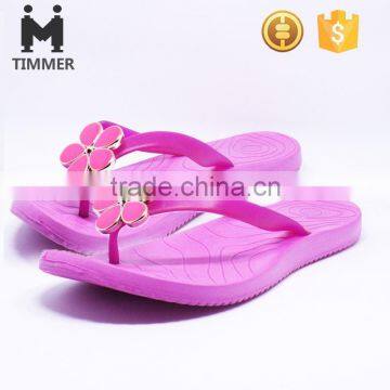Latest fashion flat slippers fancy flower ladies flip flops beach slippers eva
