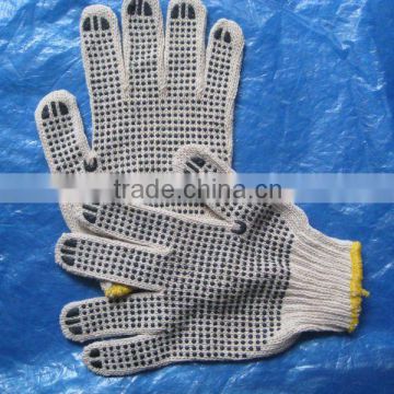 one-side black pvc dots knitted gloves