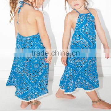 Beautiful Boho Printed Rayon One Piece Girls Party Dresses Children Girl Clothings Kids Model Dresses 2016 HSD5736