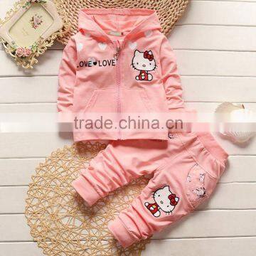 Girls fall with cap set new female baby cotton long sleeved casual children's clothing two sets