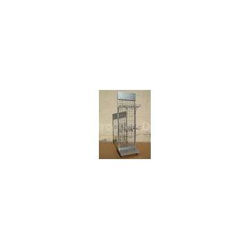 Silver Steel Four Tier Hanging Display Racks Wire Mesh Shelving Units