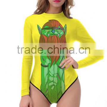 2017 Long Sleeve Printed One Piece Swimsuit for Women